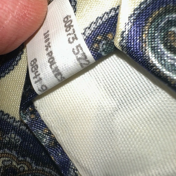 Vintage Wembley Clip On Neck Tie Paisley Navy Blue Cream - Picture 8 of 9